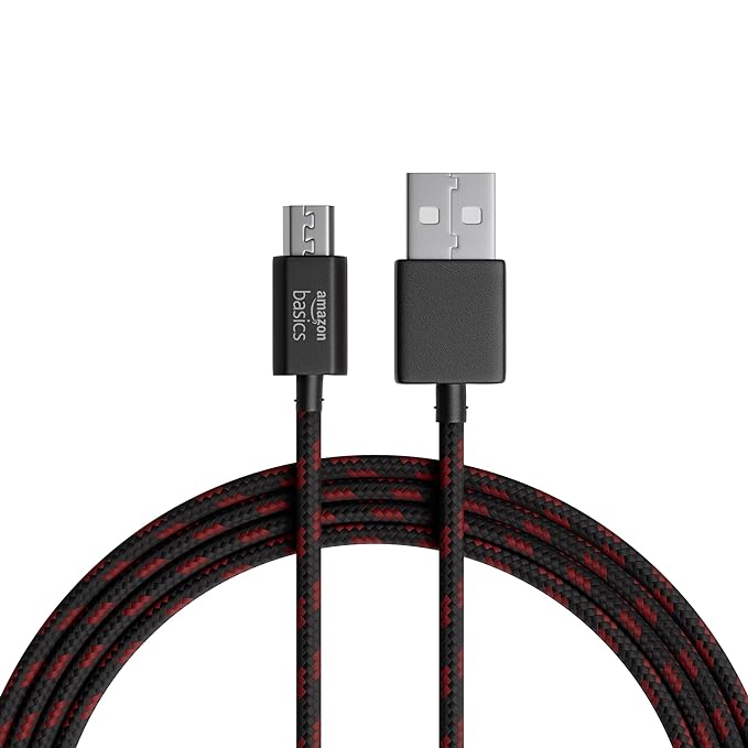 amazon basics Type A to Micro USB Braided Cable | 3A/18W Fast Charging and 480 Mbps Data Transfer Speed | 1.2m, Tangle Free Cable