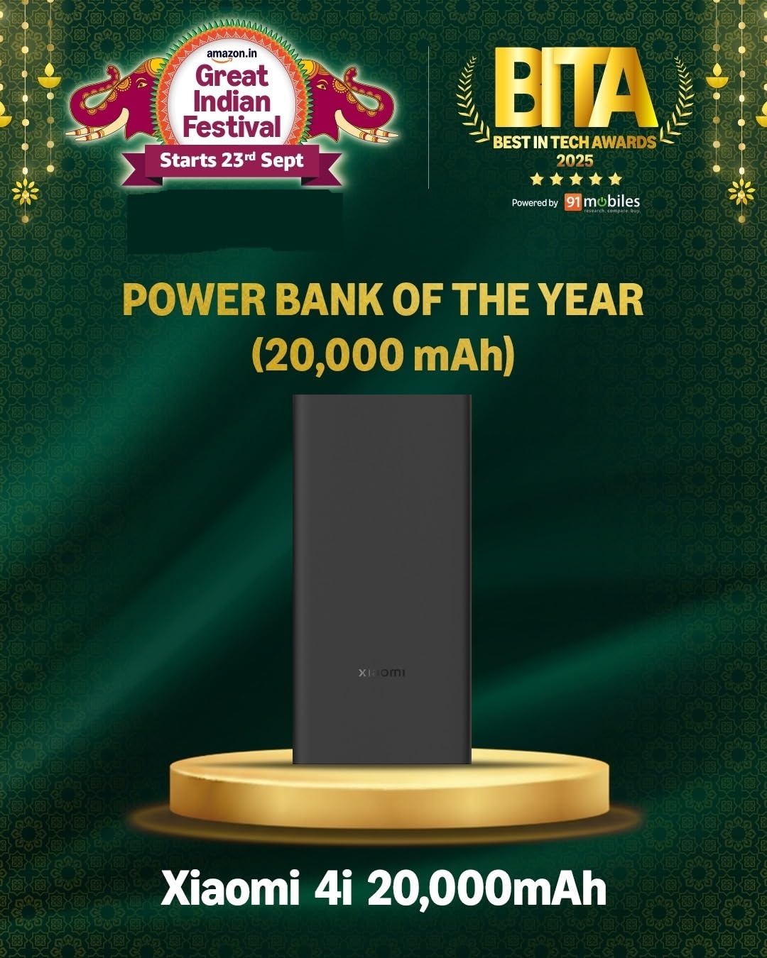 Xiaomi Power Bank 4i 20000mAh 33W Super Fast Charging PD |Smart 12 Layer Protection|Type C Input & Output|Triple Output Ports|Supports Android,Apple, Tablets, Earbuds,Watch(MI Powerbank),Black