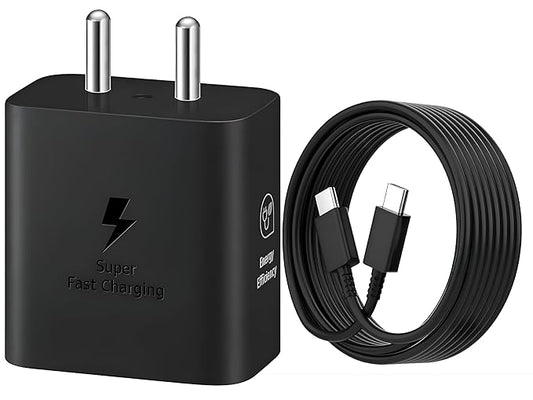 Samsung GaN 25W 3A Mobile Charging Adapter with 1M Type C Cable Compatible with Galaxy S25, S25 Plus, A16, A06, M05, M15, F15, F05, Z fold/flip,6,5,4,3, Tablet, Buds Fast Charging Wall Charger, Black