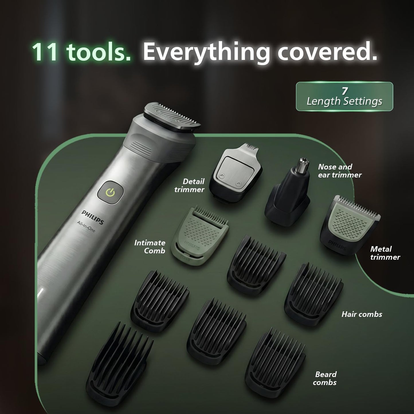 Philips India's No.1 Men's Trimmer* | Effortless styling | BeardSense Technology | All-in-One Grooming Kit- Face, Head, Body | 120min runtime | IPX7 Waterproof | 5yr warranty* | MG5932/15