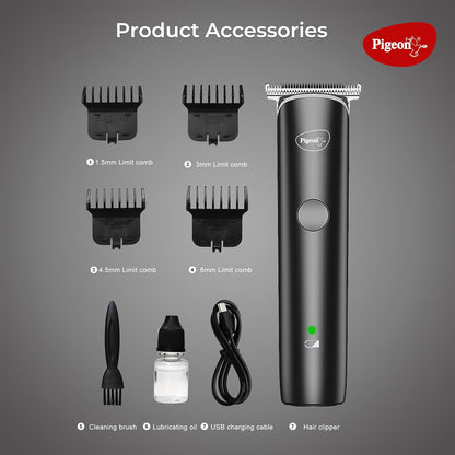 Pigeon Fair Beard IPX6 Trimmer for Men| Stainless Steel Blade| Rechargeable, USB C type Charging| Waterproof| 1.5 HR runtime| 1.5 HR charge time | 2 Years Warranty