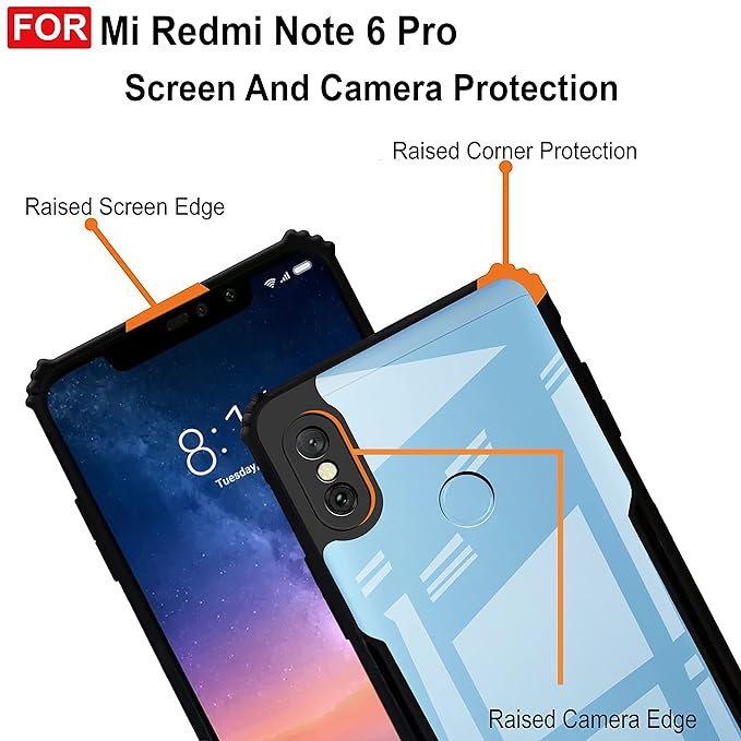 Amazon Brand - Solimo Back Case Cover for Mi Redmi Note 6 Pro | Compatible for Mi Redmi Note 6 Pro Back Case Cover | Clear Case for Mi Redmi Note 6 Pro with Camera Protection |(TPU + PC | Matte Black)