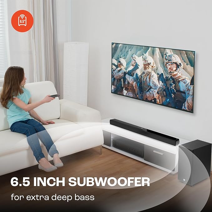 JBL Cinema SB190 Deep Bass, Dolby Atmos Soundbar with Wireless Subwoofer for Extra Deep Bass, 2.1 Channel with Remote, Sound Mode for Voice Clarity, HDMI eARC, Bluetooth & Optical Connectivity (380W)