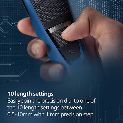 Philips Skin Friendly Beard Trimmer For Men| Lift & Trim Technology|10 Length Settings|15 Mins Quick Charge| Self Sharpening Blades|Cordless & Rechargeable|3 Year Warranty|Bt3303/30,Blue
