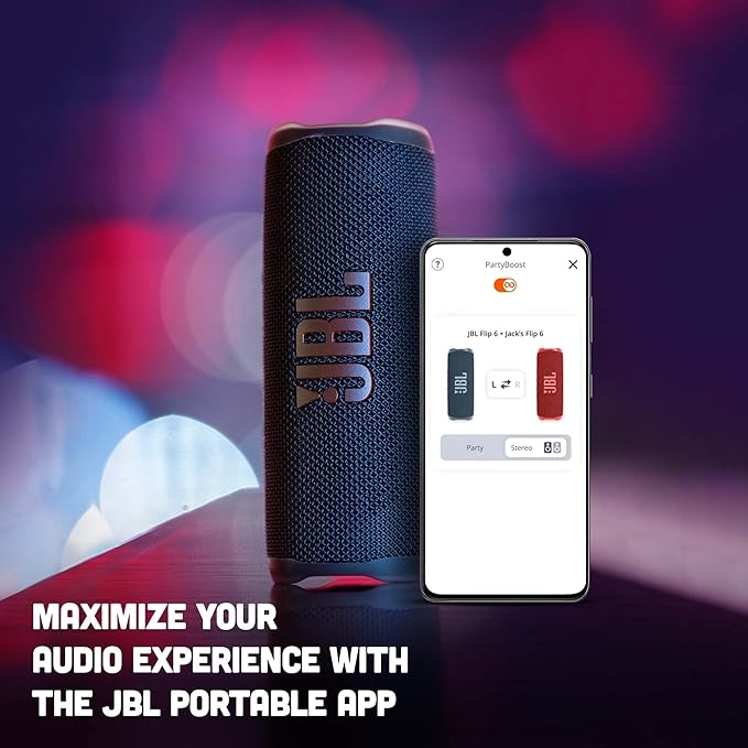 JBL Flip 6 Wireless Portable Bluetooth Speaker Pro Sound, Upto 12 Hours Playtime, IP67 Water & Dustproof, PartyBoost & Personalization App (Without Mic, Black)