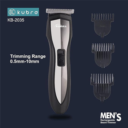 Kubra KB-2035 USB Charging Rechargeable 40 minutes runtime Professional Hair Clipper for Beard and Hair Trimmer (Black)