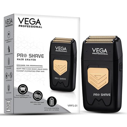 VEGA PROFESSIONAL Pro Shave Hair Shaver for Salon Professionals, Barbers and Salon-Like Shave at Home With Gold Titanium Foil & 210 Mins Runtime, (VPPFS-01)