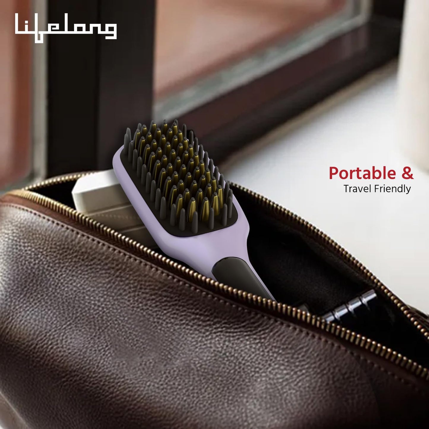 Lifelong Hair Straightening Brush | Hot Brush Comb For Women | Straightening Machine With Adjustable Heat Settings | Styling Brush With Keratin Ceramic Bristles | 1 Year Warranty