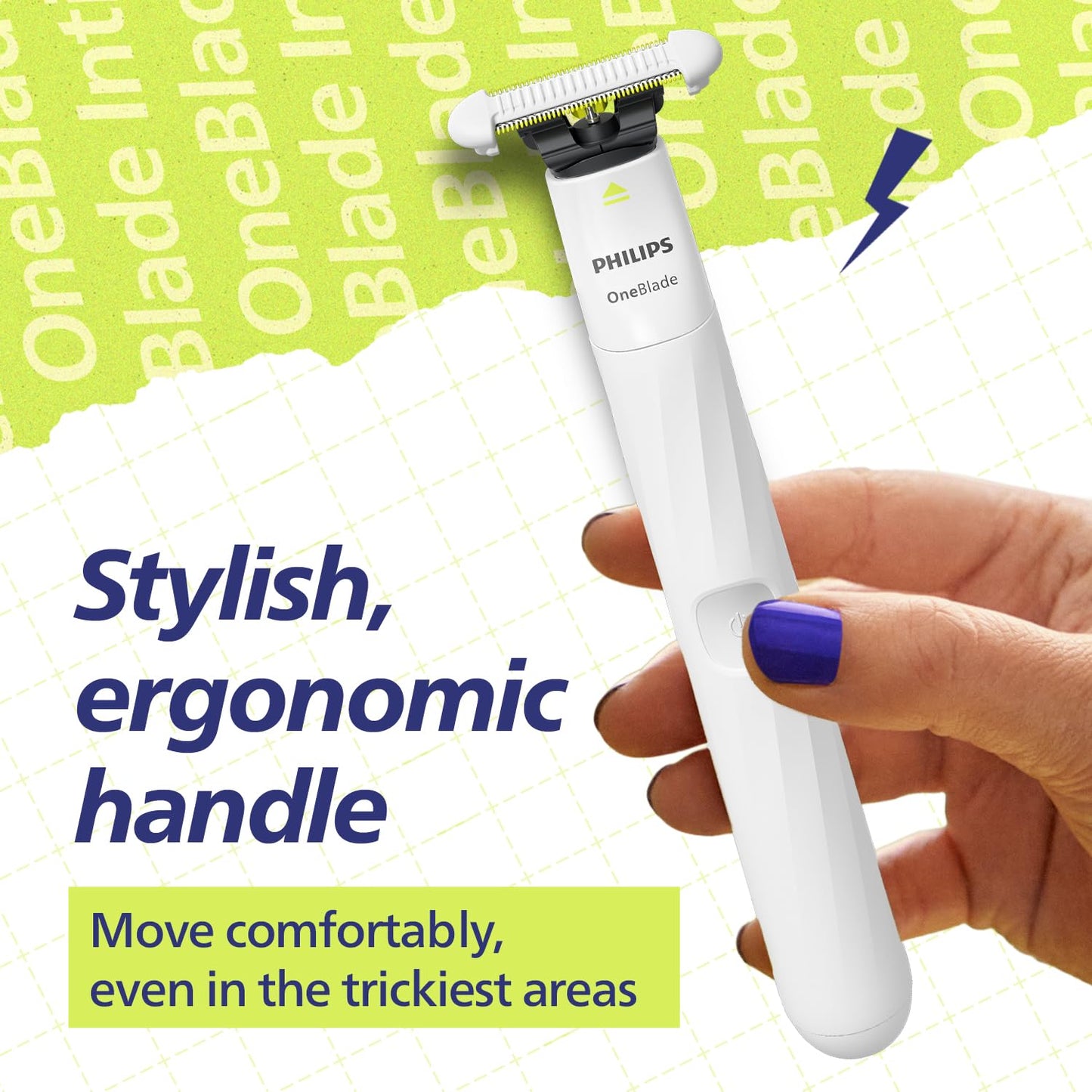 Philips OneBlade Intimate Trimmer & Electric Razor | Unmatched Skin Protection for Private Parts, Bikini, Underarm & Intimate Areas | No post shave irritation | For Women & Men | QP1924/20