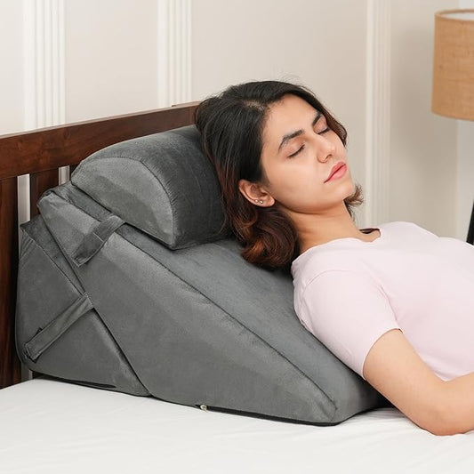 Amazon Basics Memory Foam Orthopedic Wedge Pillow |for Neck, Back Support, Cervical Pain, Acid Reflux, Snoring, GERD, Leg Elevation, Pregnancy -Ultra