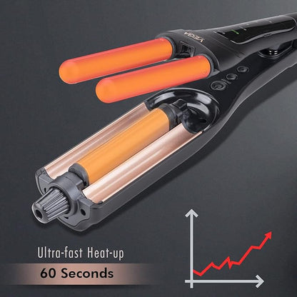 VEGA PROFESSIONAL Pro Wave Master 4 In 1 Deep Hair Waver for Women with Adjustable Temperature Settings, Fast Heatup with Overheating Protection Technology, (VPPMS-04)
