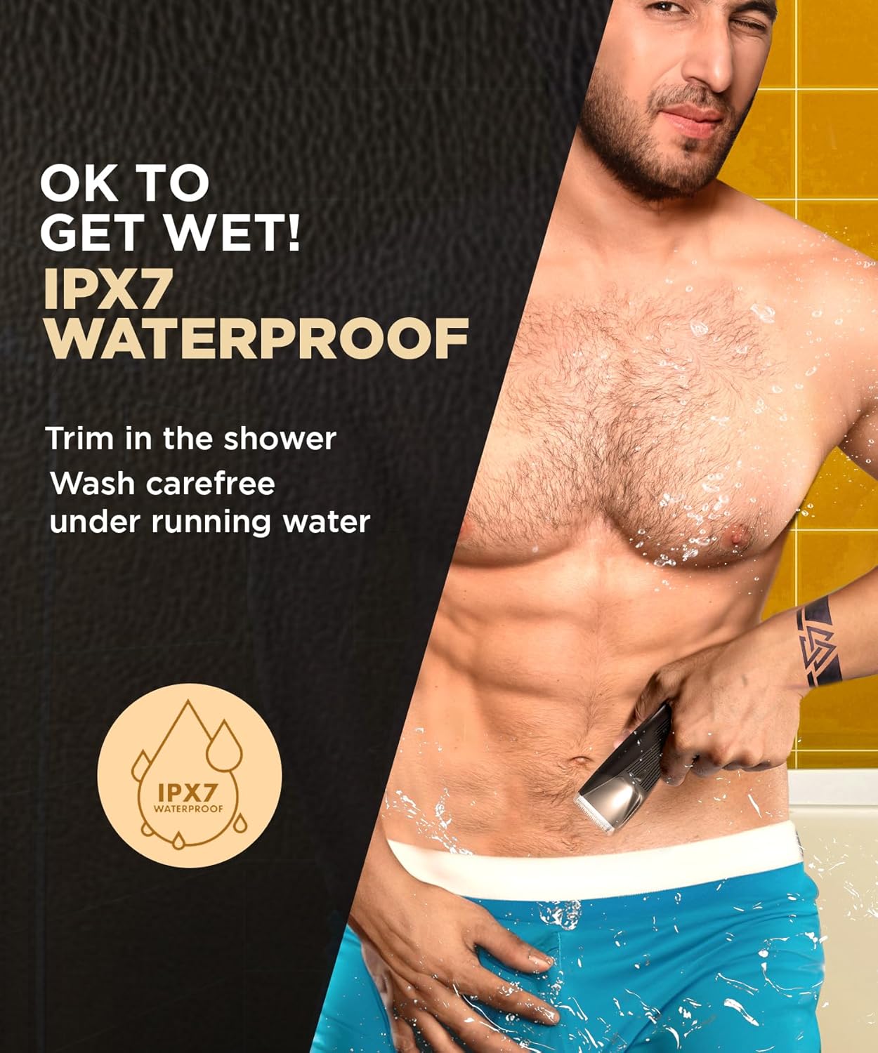 Bombay Shaving Company Balls Trimmer | Pubic Hair Trimmer and Body Groomer for Men | Private Part Trimmer For Men, Waterproof (IPX7), Cordless, LED Display, LED Torch, Safe Ceramic Blades, Dock Charging | LANDSCAPER 2.0 (Black)