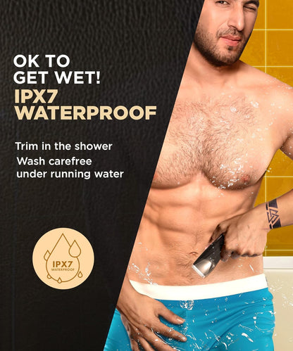 Bombay Shaving Company Balls Trimmer | Pubic Hair Trimmer and Body Groomer for Men | Private Part Trimmer For Men, Waterproof (IPX7), Cordless, LED Display, LED Torch, Safe Ceramic Blades, Dock Charging | LANDSCAPER 2.0 (Black)