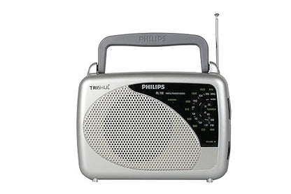 Philips Portable Radio RL118/94 3-in-1 Power Source (Li-ion Rechargable Battery, 3V DC & 230V AC), FM/AM Radio, 200mW RMS Sound Output, Telescopic Antenna, Manual Tuning