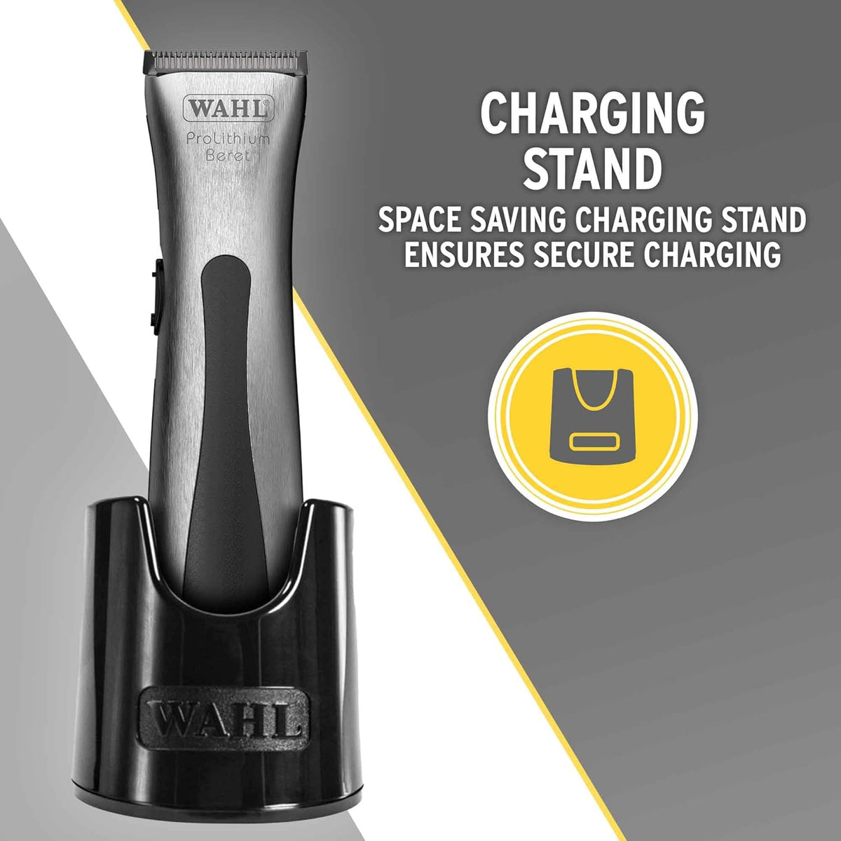 Wahl 08841-724 Cord/Cordless Professional Beret Lithium Ion Trimmer, 0.4 cuttinng length, 4 Guide Combs (2.5 mm-11 mm), 6000 Rpm, 75 min run time, Great for Barbers and Stylists, Silver