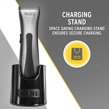 Wahl 08841-724 Cord/Cordless Professional Beret Lithium Ion Trimmer, 0.4 cuttinng length, 4 Guide Combs (2.5 mm-11 mm), 6000 Rpm, 75 min run time, Great for Barbers and Stylists, Silver