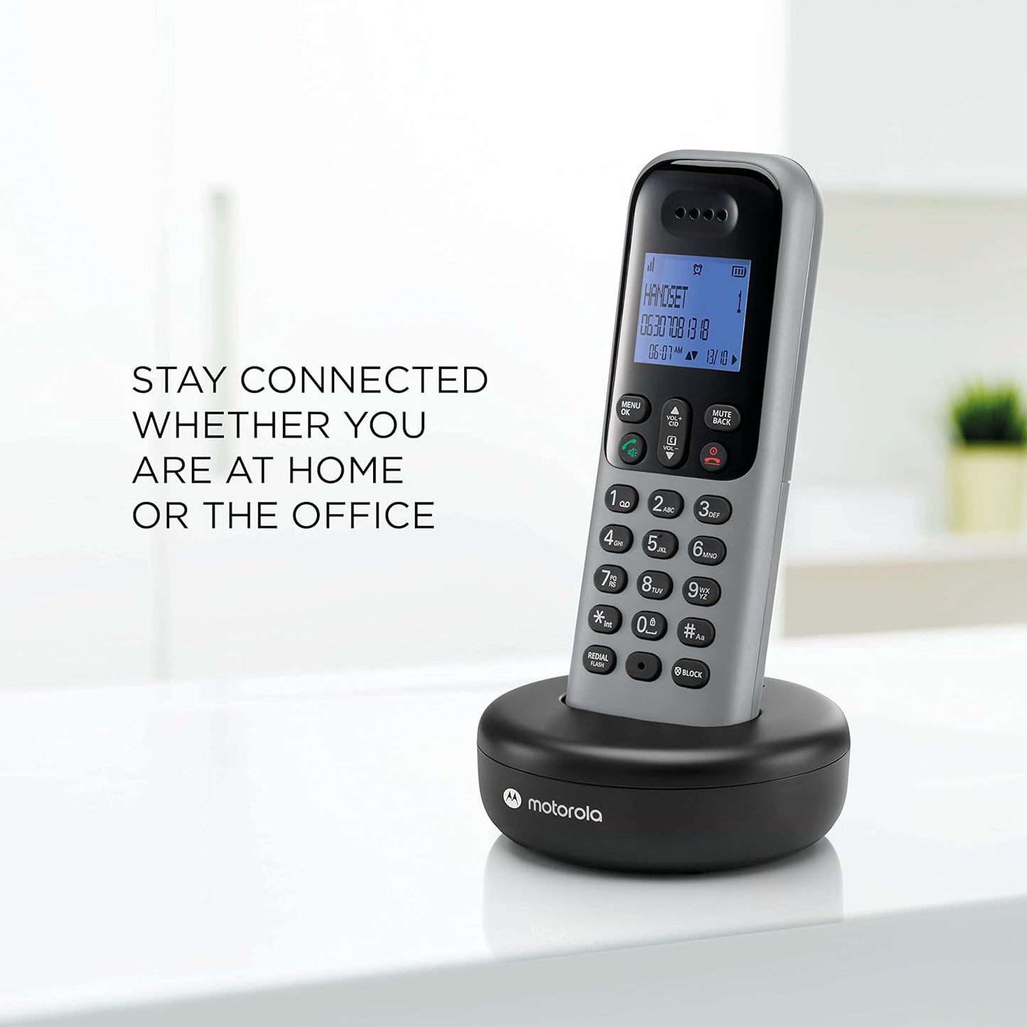 MOTOROLA T603 Cordless Phone System w/3 Digital Handsets, Speakerphone, and Call Block Cordless Landline Phone (Dark Grey)