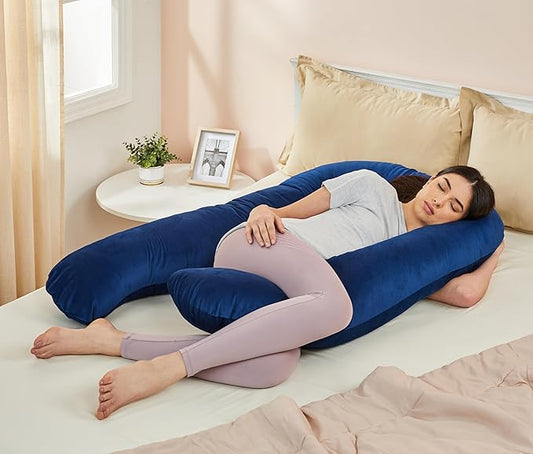 Amazon basics Full Body Pregnancy Pillow for Maternity,Baby Nursing,Full Body Support-Abdomen,Hip,Spine,Neck&Leg Support Cushion|Perfect Baby Shower Gift |U-Shaped-Washable Cover with Zip