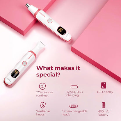 Lifelong LLPCW113 Trimmer for Woman | Eyebrow, Face Hair Remover | Women Bikini Hair Removal Machine | 6-in-1 Sensitive Facial Hair, Full Body, Private Part Intimate Ladies Shaver | All in One Electric Razor