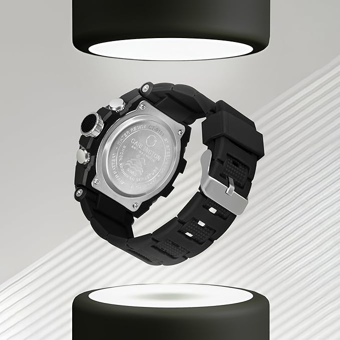 Carlington Endurance Series Analog-Digital Sports Watches for Men and Boys with Alarm, Stopwatch, Backlit Display, Dualtime, Silicone Rubber Strap, Water & Shock Resiatant - CT_9105