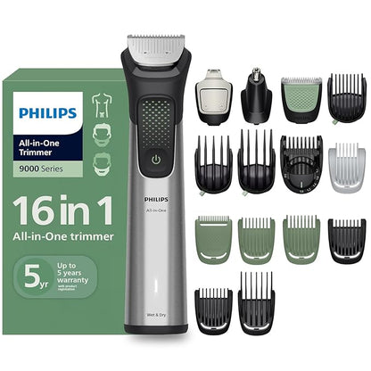 Philips India's No.1 Men's Trimmer* | Luxurious Stainless Steel Design | BeardSense Technology | All-in-One Grooming Kit- Beard, Hair, Body, Intimate | 120min runtime | IPX7 | 5yr warranty* | MG9532/15