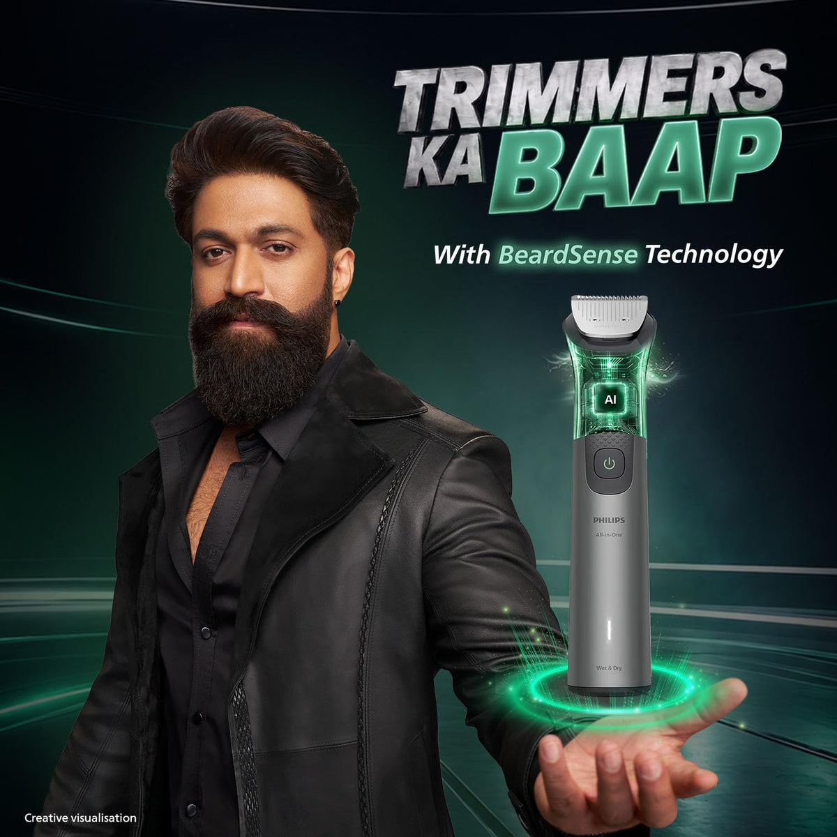 Philips India's No.1 Men's Trimmer* | 16-in-1 Trimmer | BeardSense Technology | Precision Trimming | Face, Hair, Body, Private Parts | IPX7 Waterproof | 5 yrs warranty* | 120 Min Runtime | MG7931/30