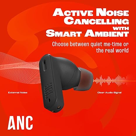 JBL Tune 235NC in Ear Wireless ANC Earbuds (TWS), Massive 40Hrs Playtime with Speed Charge, Customizable Bass with Headphones App, 4 Mics for Perfect Calls, Google Fast Pair, Bluetooth 5.2 (Black)