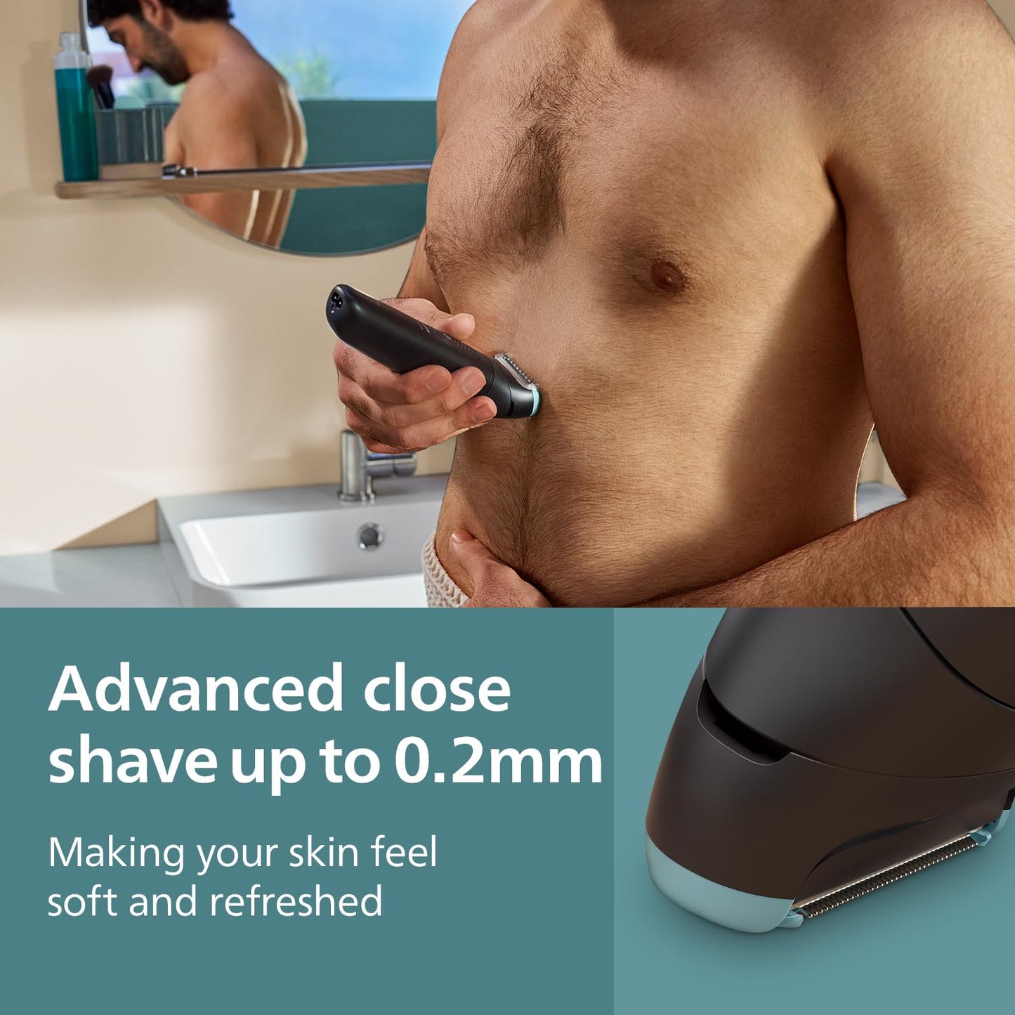 Philips Body & Balls Trimmer for Men Private Parts | Back Attachment | Clinically Tested on Sensitive Skin | Skin Safe Intimate Grooming | 100% Showerproof | 100min runtime | 5yrs* Warranty | BG5475