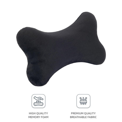 Amazon Brand- Solimo Memory Foam Car Neck Pillow Breathable Auto Head Neck Rest Cushion | Neck Support Headrest | Comfortable Soft Pillows For Travel, Car Seat & Home | Set Of 1 (Black)