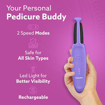 AGARO Electric Callus Remover with 2 Replaceable Heads – Rechargeable Foot Scrubber for Dead Skin & Cracked Heels Pedicure Machine with 120 Minutes Runtime CR1414