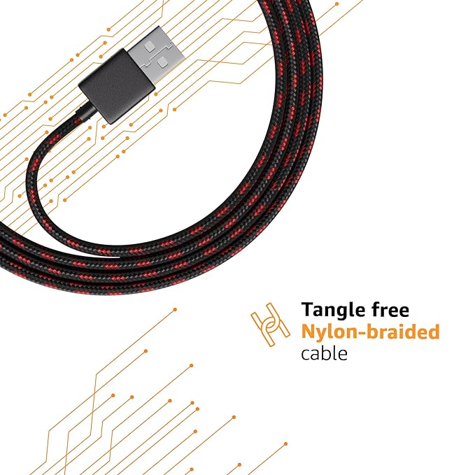 amazon basics Type A to Micro USB Braided Cable | 3A/18W Fast Charging and 480 Mbps Data Transfer Speed | 1.2m, Tangle Free Cable