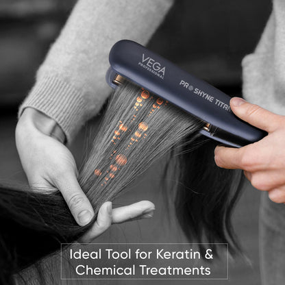 VEGA PROFESSIONAL Pro-Shine Titanium Hair Straightener with 38mm Wide Rose Gold Titanium Floating Plates for Salon, Blue, (VPPHS-14)