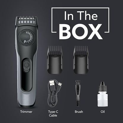 AGARO Beard Trimmer, Cordless Electric Beard Trimmer with Precision Dial, USB Rechargeable, 20 Length Settings Mustache Trimmer for Mens Gifts MT2525