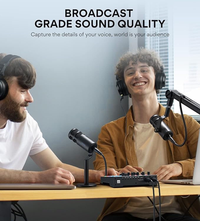 Maono Podcast Recording Mic for YouTube. Dynamic Studio Microphone with Mic Gain, Plug & Play, Metal Structure, Voice-Isolating Technology, Cardioid Pattern for PC, Singing, Video Recording-PD100U