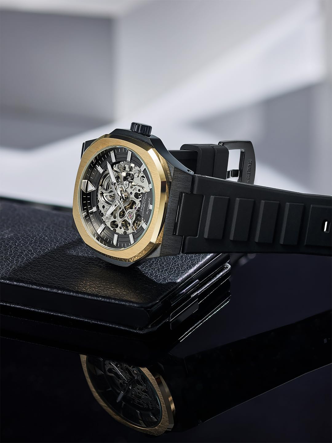 French Connection Autaros Skeleton Dial Silicone Automatic Watch for Men - FCA31BB