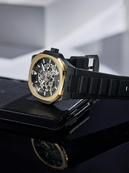 French Connection Autaros Skeleton Dial Silicone Automatic Watch for Men - FCA31BB