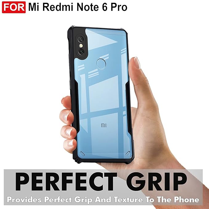 Amazon Brand - Solimo Back Case Cover for Mi Redmi Note 6 Pro | Compatible for Mi Redmi Note 6 Pro Back Case Cover | Clear Case for Mi Redmi Note 6 Pro with Camera Protection |(TPU + PC | Matte Black)