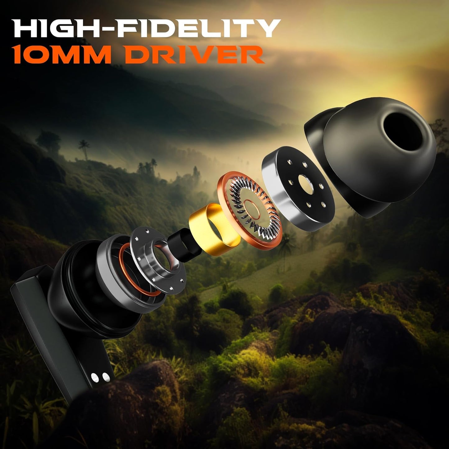 Kraken X1 with Battery Display, 40ms Latency, Quad Mic ENC, 40 Hr Battery, v5.3 Bluetooth Headset (Black, True Wireless)