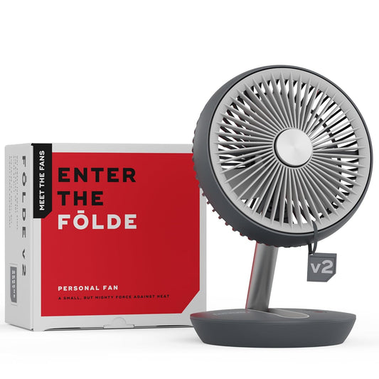 NUUK Folde Personal Rechargeable Fan For Travel|Folds 180° & Fits In Any Bag|Cordless,7-Inch|16 Hr Run Time,4 Wind Speeds|Super Silent BLDC Motor|For Hiking,Picnics,Beach,Camping