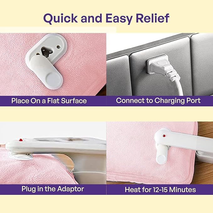 Careforce - The Force Behind Your Health Electric Hot Water Bag Electric Hot Bag Heating Bag Hot Pack Warm Water Bag Hot Gel Bag Electric Heat Bag- Pink