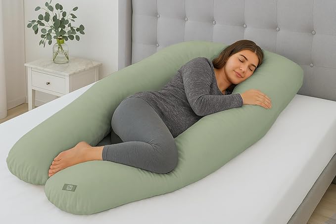 THE WOOD WHITE U-Shape Pregnancy Pillow | Full Body Maternity Support Pillow for Pregnant Women | Ergonomic Design for Side Sleepers | Comfortable and Supportive