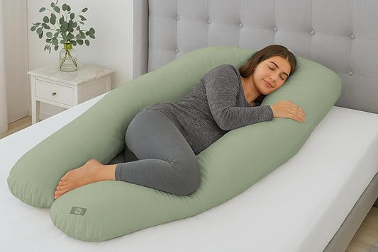 THE WOOD WHITE U-Shape Pregnancy Pillow | Full Body Maternity Support Pillow for Pregnant Women | Ergonomic Design for Side Sleepers | Comfortable and Supportive