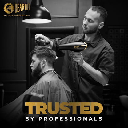 BEARDO Studio Professional Tornado Hair Dryer With 2000 Watts Power|Ac Motor, Concentrator, Diffuser, 2 Speeds, 3 Temperature Settings & Cool Shot Feature|For Professional Drying Experience|Black