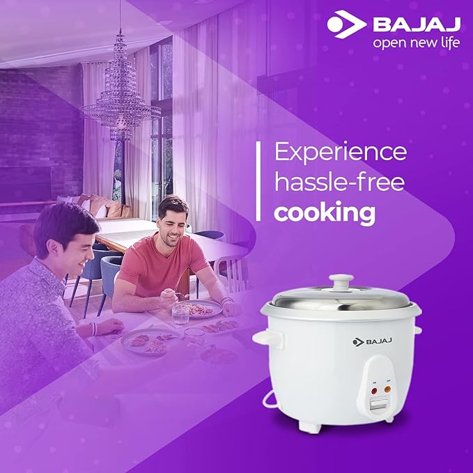 Bajaj RCX 1.8 DLX Rice Cooker, 1.8 Litre , White