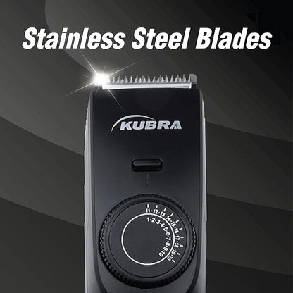 KUBRA KB-1088 20 Length Settings Rechargeable Trimmer 40 min  Runtime 20 Length Settings (Black)