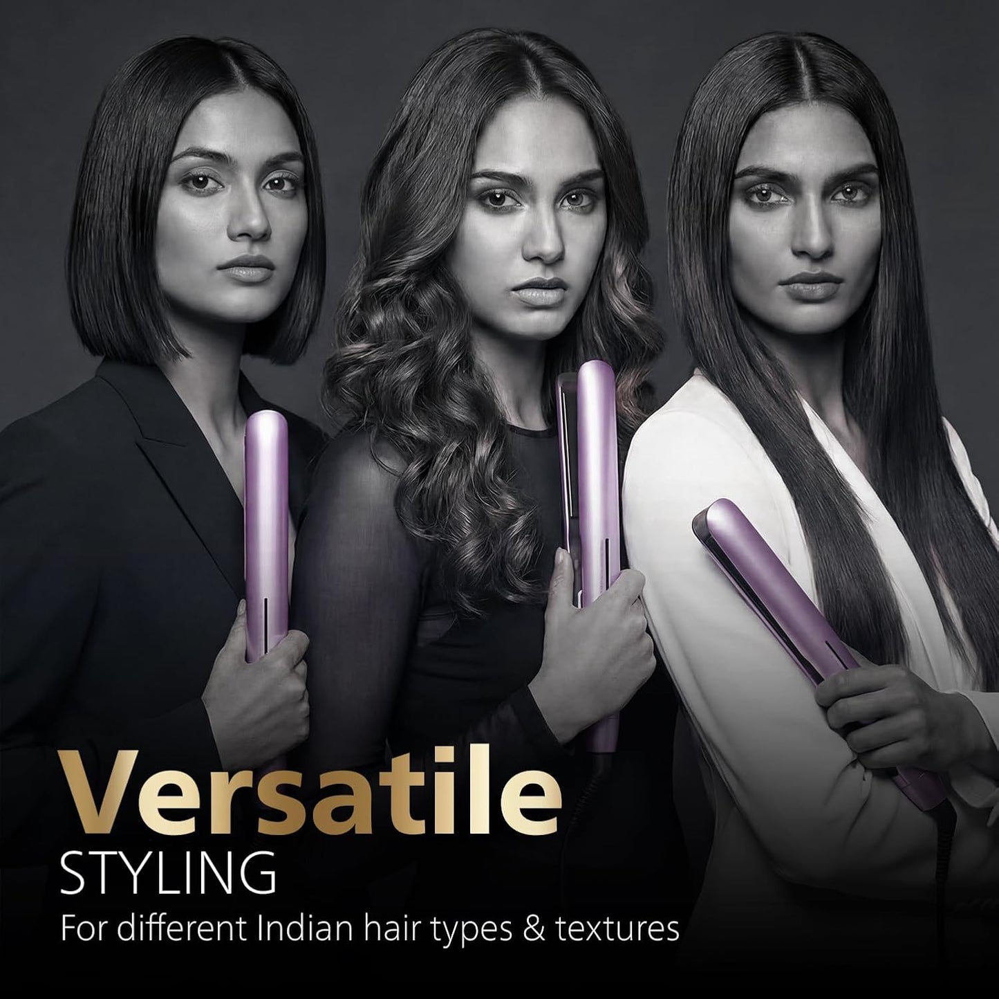 Philips India's No.1 Hair Styling Brand - One Stroke Hair Straightener | 50% Faster Straightening | 3 days salon-like hair | 12 Temperature Settings (120–230°C) Designed for Indian Hair | BHS530