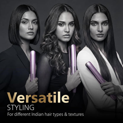 Philips India's No.1 Hair Styling Brand - One Stroke Hair Straightener | 50% Faster Straightening | 3 days salon-like hair | 12 Temperature Settings (120–230°C) Designed for Indian Hair | BHS530