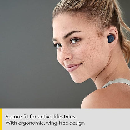 Jabra Elite 4 Active in Ear Bluetooth Earbuds Truly Wireless with mic, Secure Active Fit, Active Noise Cancellation and Adjustable HearThrough Technology - Navy