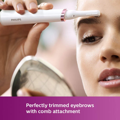 Philips Touch-up Women’s Eyebrow & Facial Hair Trimmer | Portable Precision Groomer | Gentle Hair Remover for Eyebrows, Upper Lip, Chin & Sidelocks | HP6388,White