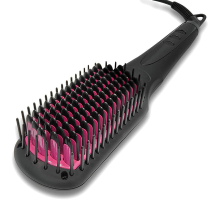 AGARO HSB2206 Hair Straightening Brush, 2-in-1 Hair Straightening and Combing, Ionic Technology, Anti-Scald Feature, Temperature Control and Auto Shut Off Function, Black